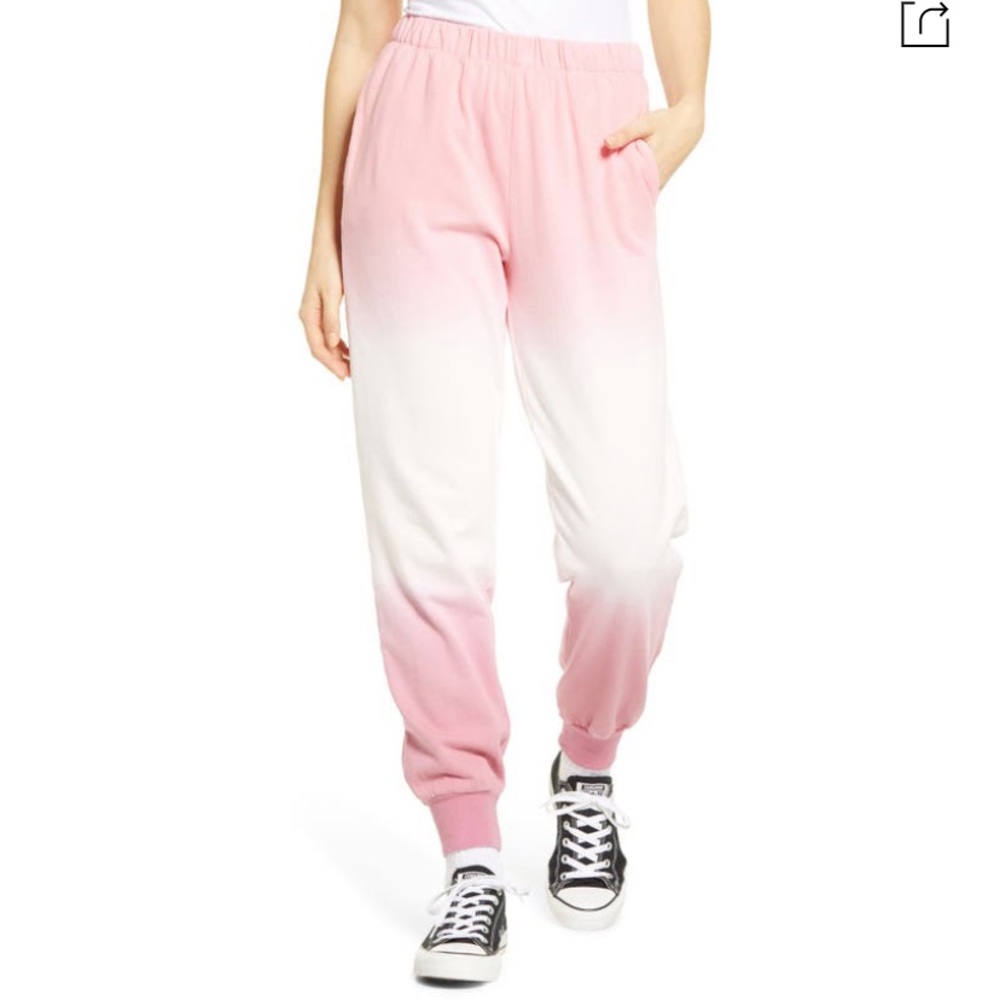 BP. XL PINK/WHITE 
Knit Joggers In Pink Dip Dye